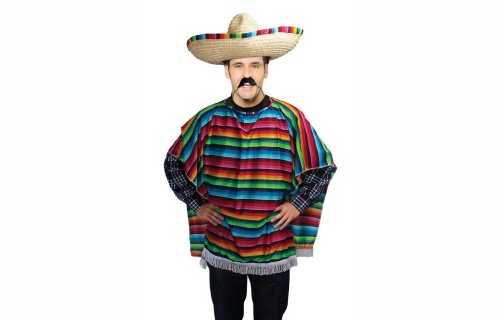 Пончо мексиканское разноцветное AC560, полиэстер, без размера