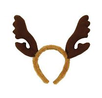 Рога оленя на ободке ВА428, коричневый полиэстер, искусственный мех, размер 19 см 