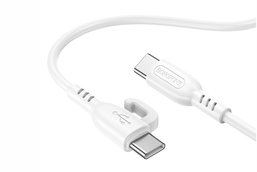 Кабель для Android BOROFONE X91 CHARGING DATA CABLE PD60W TYPE-C - TYPE-C с крючком, Белый, 1 м фото 3