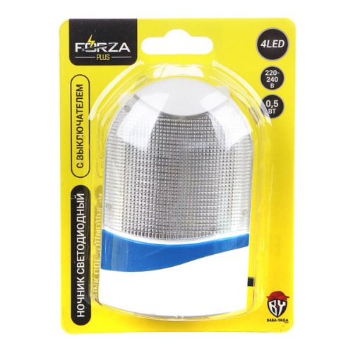 Ночник светодиодный с выключателем FORZA PLUS 4 LED, 220В, 8,5х5х7,5 см