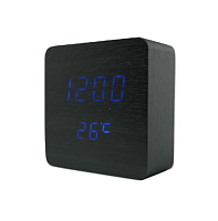 Часы настольные электронные VST-872-5 в деревянном корпусе синие цифры