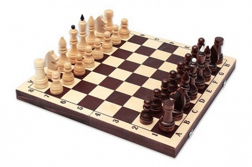 Настольная игра ШАХМАТЫ парафинированные с темной доской 29*14,5*3,8 см (ОЛ)