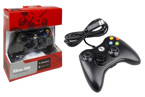 Джойстик проводной XBox 360 Black (красная упаковка) фото 2
