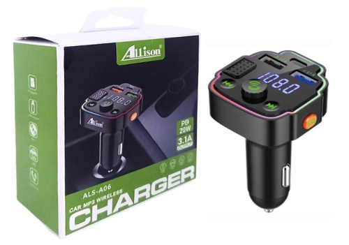 FM-трансмиттер автомобильный ALLISON ALS-A06 CAR MP3 CHARGER WIRELESS Bluetooth