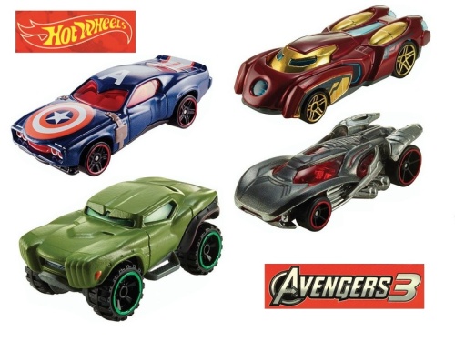 Набор машинок Хот Вилс Hot Wheels Мстители AVENGERS 3, 4 шт в коробке