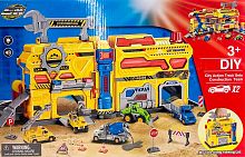 Парковка "Строительная техника" ENGINEERING + 2 машинки, дорожные знаки в чемодане SK-599GA