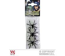 Набор пауков 6 штук (Паучки 3 черных+3 светящихся) 5408R, черные и прозрачные, размер 4*4 см