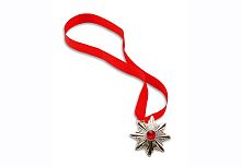 Медаль графа Дракулы ВА230, красная лента, золотистый металл, размер	5,5*5,5 см