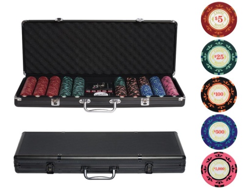 Набор для покера Casino Royale POKER SET в алюминиевом кейсе 500 фишек + 2 колоды + 5 кубиков