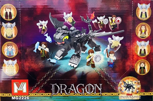 Конструктор Как приручить Дракона: Ночная фурия 8в1 MG2226 MG DRAGON, 37-43 деталей, набор 8 штук