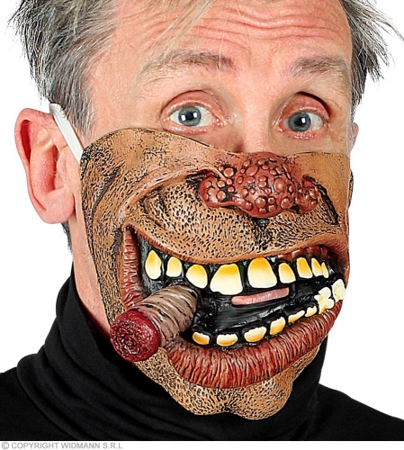 Маска Байкер в половину лица 01159 (полумаска), коричневый латекс, размер взрослый