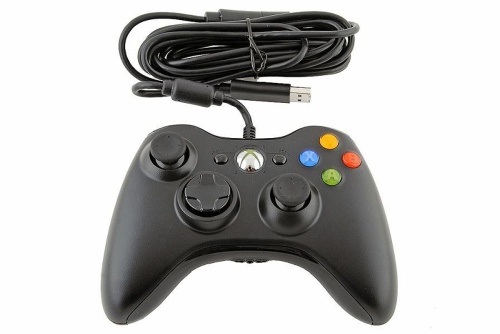 Джойстик проводной XBox 360 Black (красная упаковка) фото 4