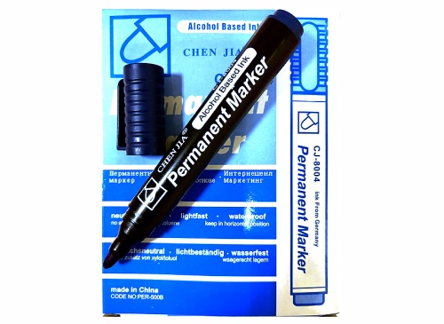 Маркер перманентный синий, 12 штук в упаковке