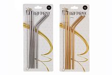 Набор многоразовых трубочек из нержавеющей стали со щеткой, 215мм, 2 цвета, 4 шт/уп Набор многоразовых трубочек из нержавеющей стали со щеткой, 215мм, 2 цвета, 4 шт/уп