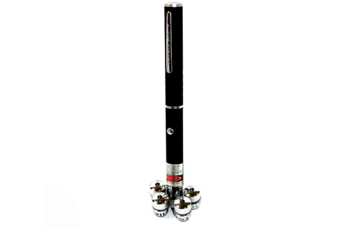 Лазерная указка RED Laser Pointer L04-4H с 4 насадками, красный луч фото 2