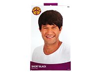 Парик мужской короткий черный BW068, синтетическое волокно, длина 17 см