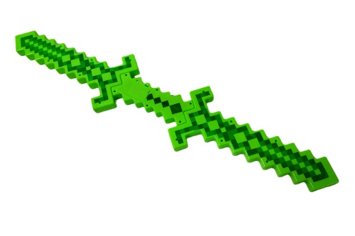 МЕЧ Майнкрафт MINECRAFT ДВУХСТОРОННИЙ зеленый Свет, Звук 62 см, на 3-х батарейках фото 4