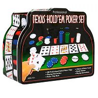 Набор для игры в покер TEXAS HOLD'EM POKER SET, 200 фишек фигурная жестяная коробка 1897