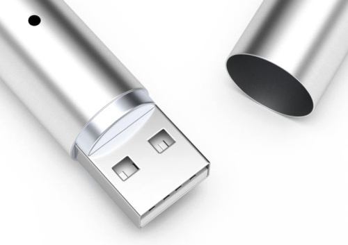 Лазерная указка 3в1 Фонарик USB + Красный луч + УФ подсветка для проверки купюр 11,5 см фото 4