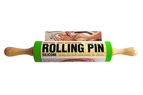Скалка кулинарная ROLLING PIN силиконовая, деревянные ручки 46 см фото 2