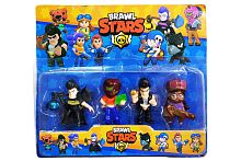 НАБОР Фигурок Бравл старс BRAWL STARS 1104, размер 6,5 х 6,5 см, 4 штуки на блистере