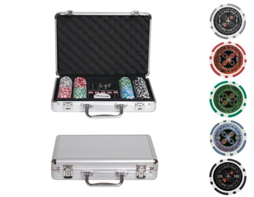Набор для покера Ultimate POKER GAME SET в алюминиевом кейсе, 200 фишек + 2 колоды карт + 5 кубиков Набор для покера Ultimate POKER GAME SET в алюминиевом кейсе, 200 фишек + 2 колоды карт + 5 кубиков