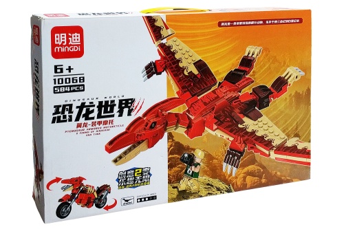 Конструктор MINGDI DINOSAUR WORLD Динозавры: Птеродактиль - бронированный мотоцикл 10068, 584 детали