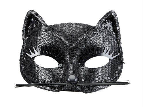 Полумаска Кошка черная 03633, полиэстер, пластик, без размера