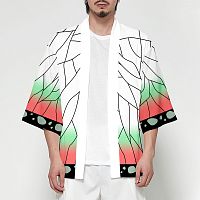 АНИМЕ Клинок РД Кимоно Шинобу Кочо "Крылья бабочки" бело-зелено-розовый фон, размер 44-46