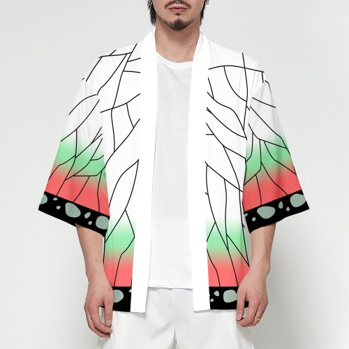 АНИМЕ Клинок РД Кимоно Шинобу Кочо "Крылья бабочки" бело-зелено-розовый фон, размер 44-46