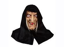 Маска Баба Яга в черном платке, латекс, ткань, без размера