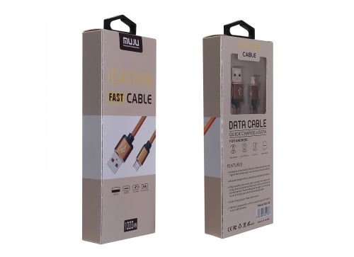 Кабель для Android MUJU MJ-50 USB microUSB 2A, тканевый, длина 1 м