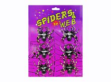 Набор пауков SPIDERS WEB 6 штук, черный пластик, размер паука 5*5 см