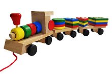 Деревянная развивающая игрушка сортер Поезд THREE SMALL TRAINS, возраст от 1,5 лет 