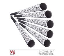 Горны "Happy New Year!" серебристые 7942W, пластик, длина 27 см, набор 6 штук