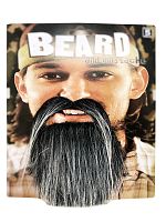 Борода седая на двустороннем скотче, черно-белый искусственный мех, длина 12 см