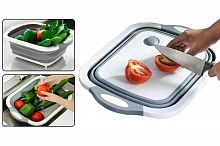 Дуршлаг силиконовый складной квадрат FOLDABLE со сливом